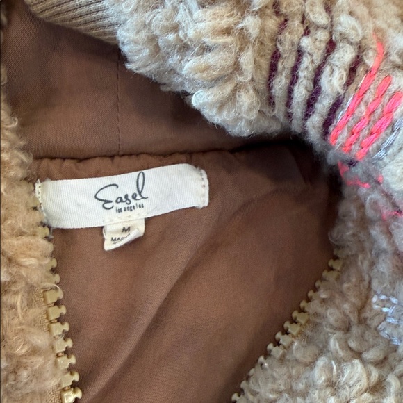 Easel Tan and Pink Sherpa Hoodie - Picture 2 of 3